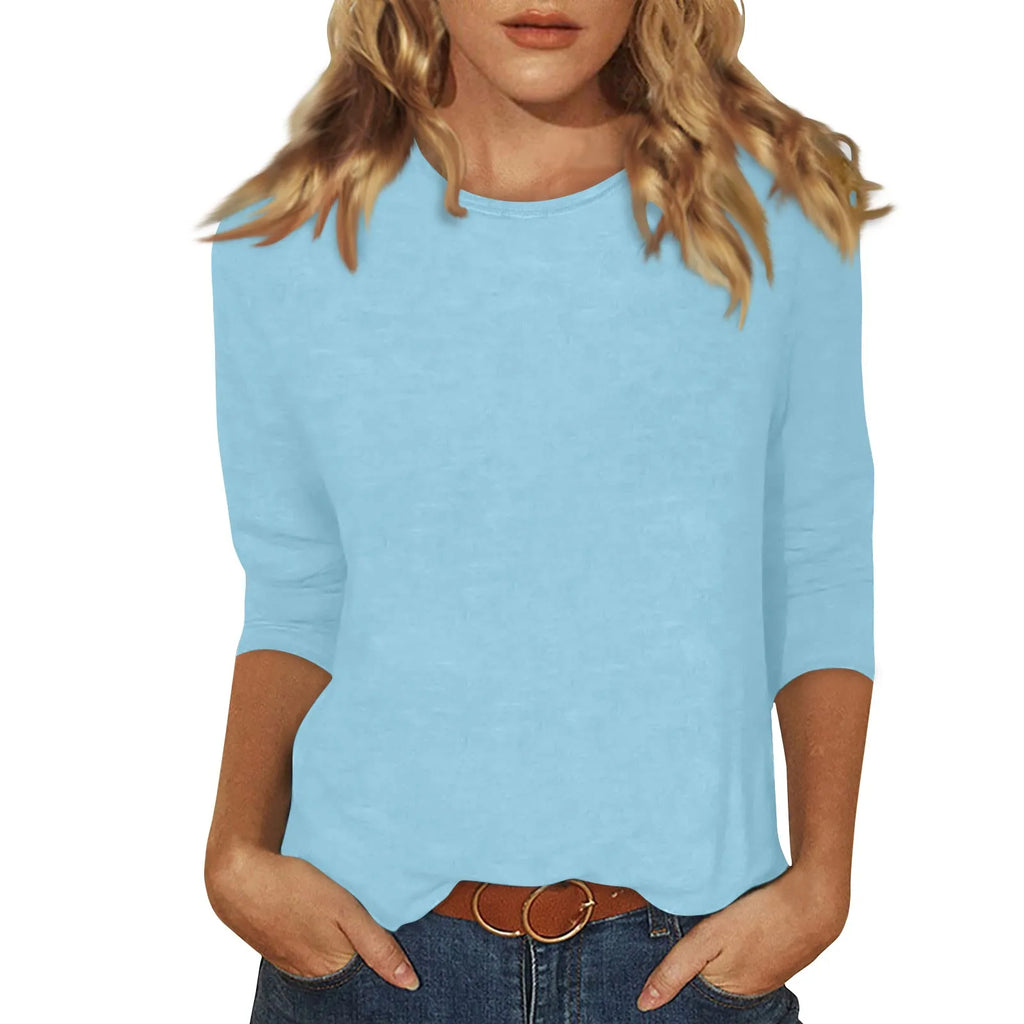 Women Summer Tops Round Neck Three Quarter Sleeve Comfortable Print T Shirt Blouse Women T Shirt muticolor t shirt tops