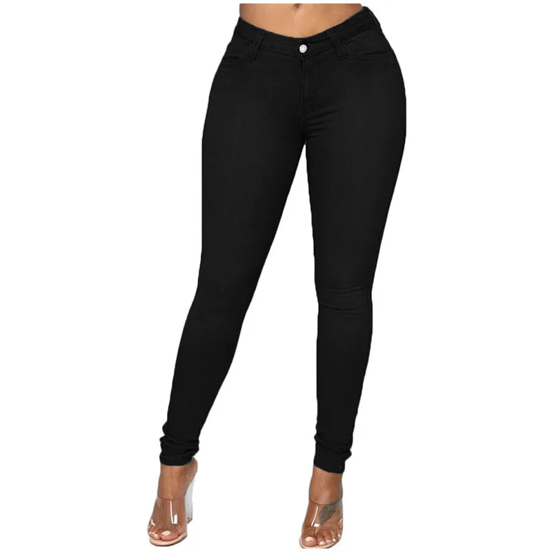 Skinny Jeans Women Pencil Pants Super Stretch Denim Sexy Slim Women Fashion High Waist Solid Retro Commuter Office Lady Jean