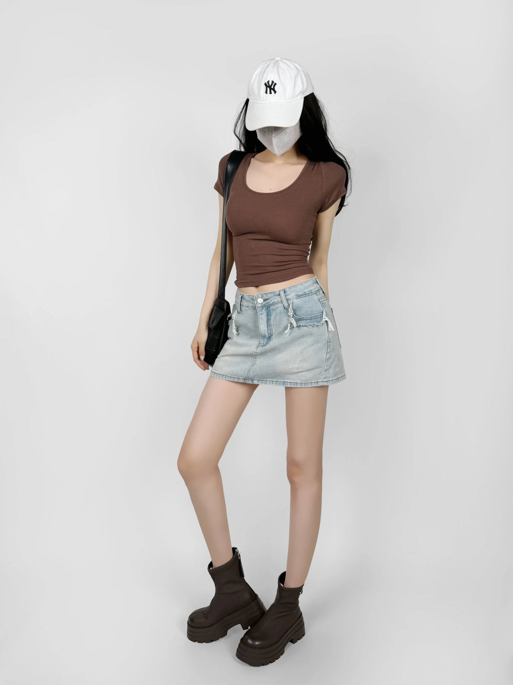 Mini skirts for women high waisted denim skirt black distressed jeans skirts womens 2024 Summer clothes blue jean skirts ripped