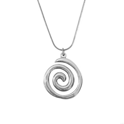 Fashionable Round Circle Necklace Accessory Swirl Pendant Collarbone Chain for Women Adjustable Chain Choker Jewelry