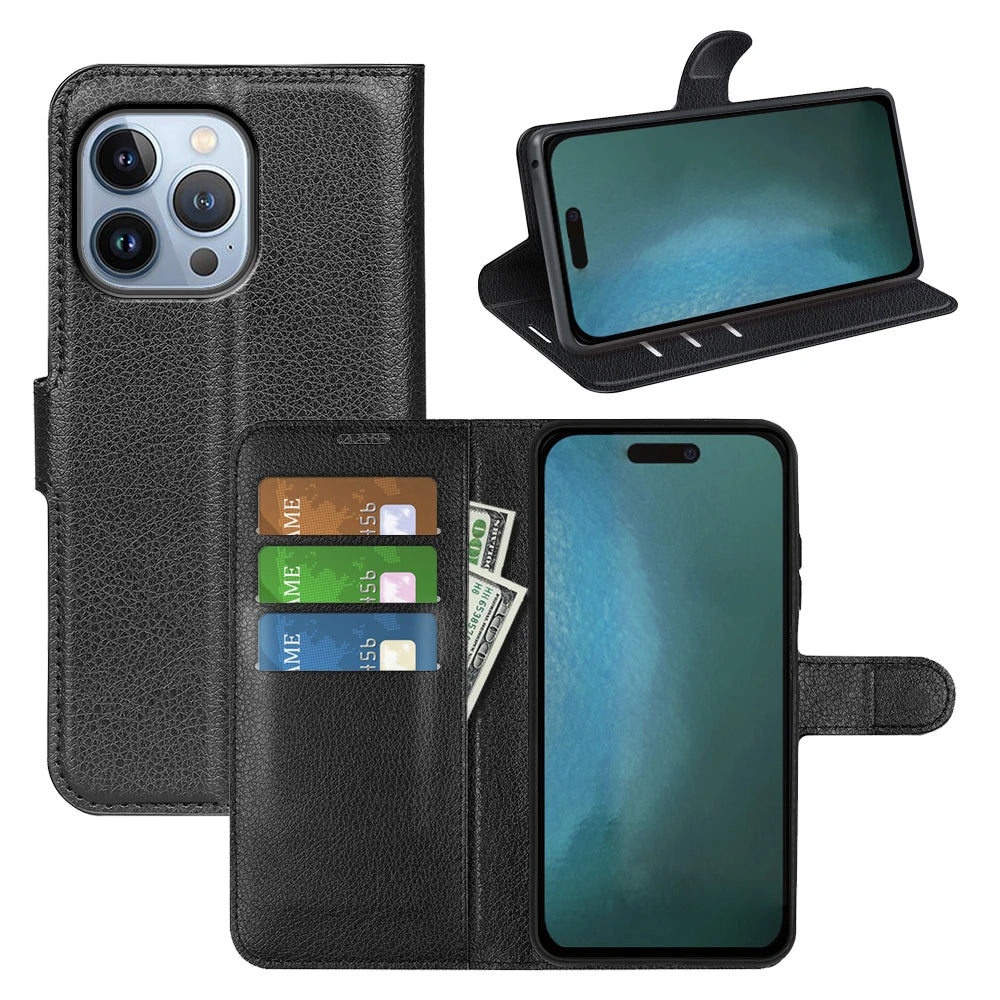 Max Flip Phone Case For Iphone 15 Pro High Quality Wallet Leather Stand Cover Filp Cases