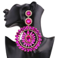 Design Large Dangle Earrings For Women Girl Luxury Elegant Metal Hollow Round Crystal Brincos Pendant Jewelry Accessories