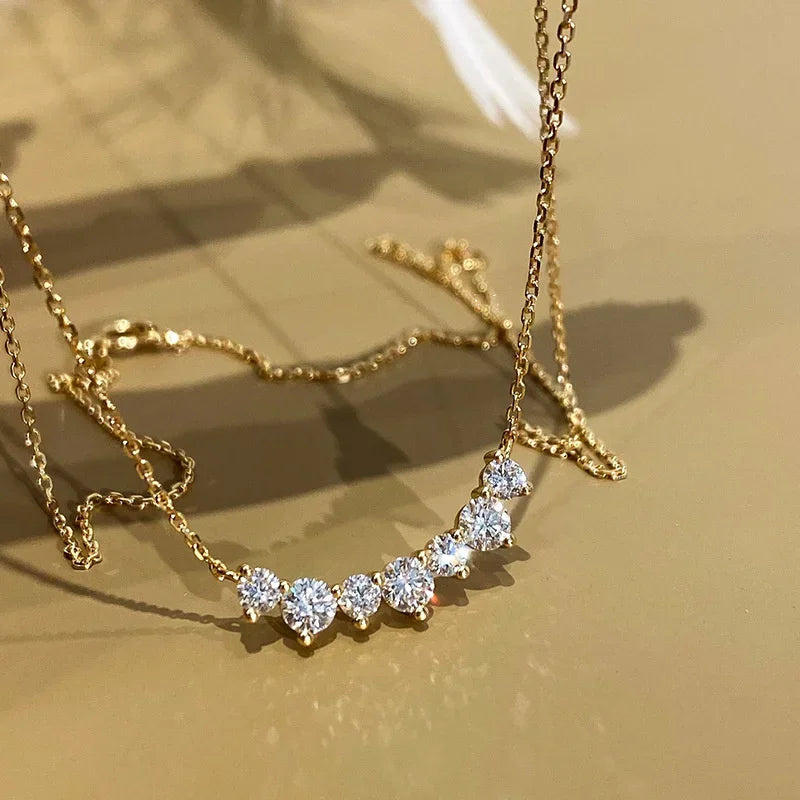 Necklace with geometric pendant CZ silver plated 925 or 18 carats, exquisite jewelry for women, wedding day, gift