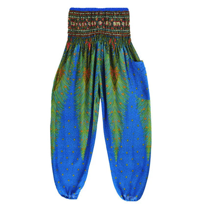 Women's Yoga Pants Printed Ethnic Style Loose Yoga Trousers Bloomers High Waist Fitness Sports Crotch Dance  Sweatpants