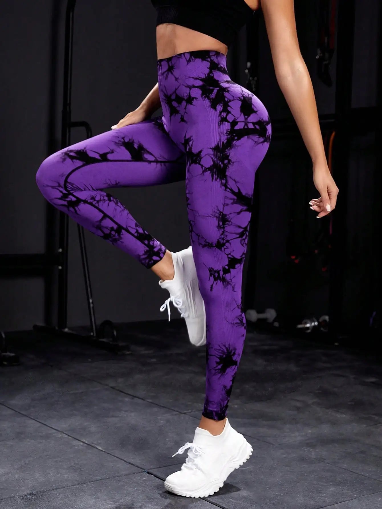 Womens Yoga Pants Gym Leggings Seamless Tie Dye High Waisted Elastic Leggings Peach Buttocks Running Fitness Sports Casual Pants