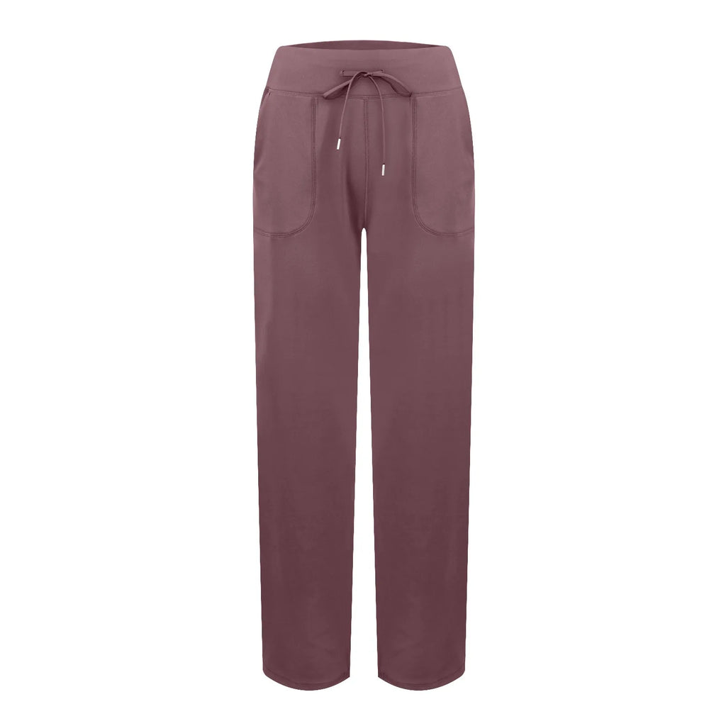 Wide Leg Yoga Pants For Women Solid Color High Waist Sweatpants With Pockets Stretch Comfy Workout Sports Trousers