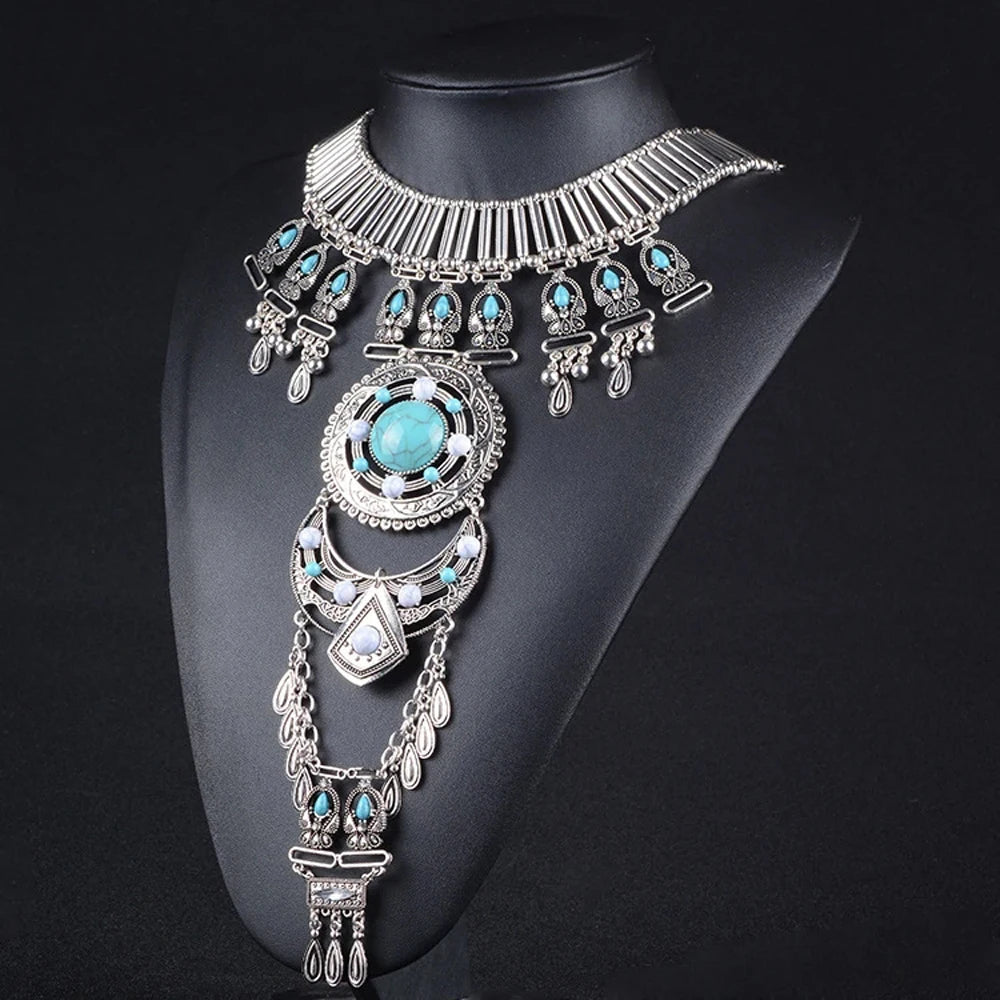 European American Exaggerated Pendant Necklace for Women Vintage Baroque Sexy Choker Collar Charm Statement Necklaces Jewelry