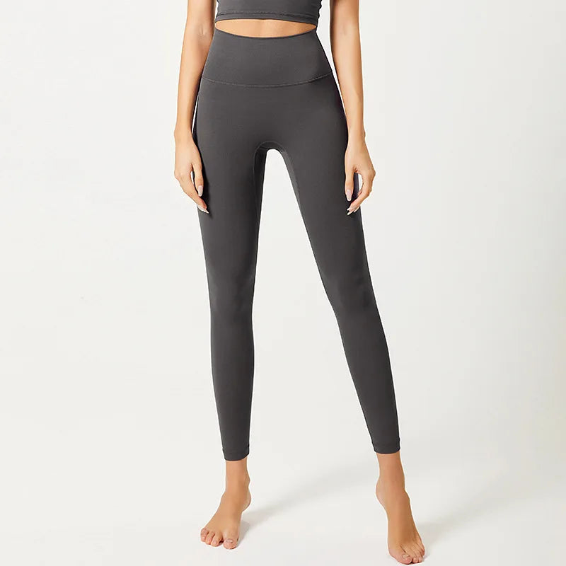 High Waisted Nude Feeling No Embarrassment Line Yoga Pants Women Stretch Firming Lift Hip Sports Fitness Bottom Pants