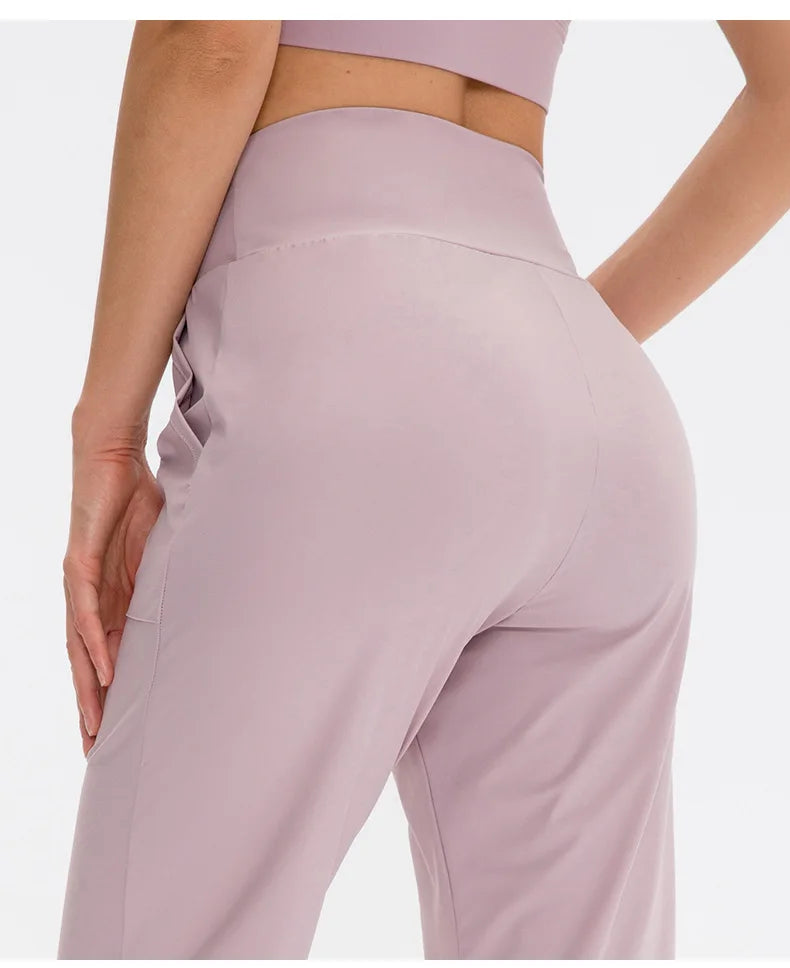 Women Loose Yoga Pants Running Sports Training Trousers with Pocket Casual Quick Dry Fitness Pants Thin for Spring Summer