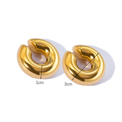 1 Pair Smooth Circle C Shape Clip Earrings For Women Lightweight Without Piercing Cartilage Ear Cuff Gold Silver Color Earrings