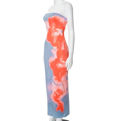 Women's Dresses Summer New Streetwear Fashion Print Casual Slim Dress Sexy Off Shoulder Elegant Female Club Party Dress Clothing
