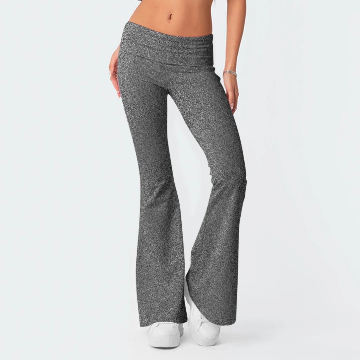 Long Pants Women Fashion Trousers Solid Elastic Leggings Flare Bottoms High Waist Wide Leg Athletic Yoga Bell Pants Summer