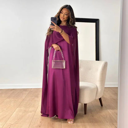 Women Dress Long Dresses Solid Round Neck Full Sleeve Casual Regular Loose Fit Elegant Splice High Waist Vestidos Simple