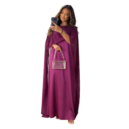 Women Dress Long Dresses Solid Round Neck Full Sleeve Casual Regular Loose Fit Elegant Splice High Waist Vestidos Simple