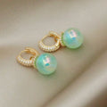 Korean Version High Quality New Atmospheric One Two Wear Colorful Blue Pearl Circle Ear Button Design Eardrop for Girls.