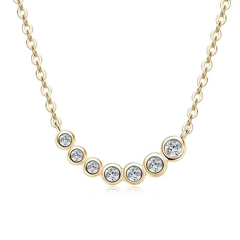 Lnngy Collares Mujer 925 Sterling Silver Clavicle Necklace For Women Exquisited 7 Stones Moissanite Pendant Necklaces Jewellry