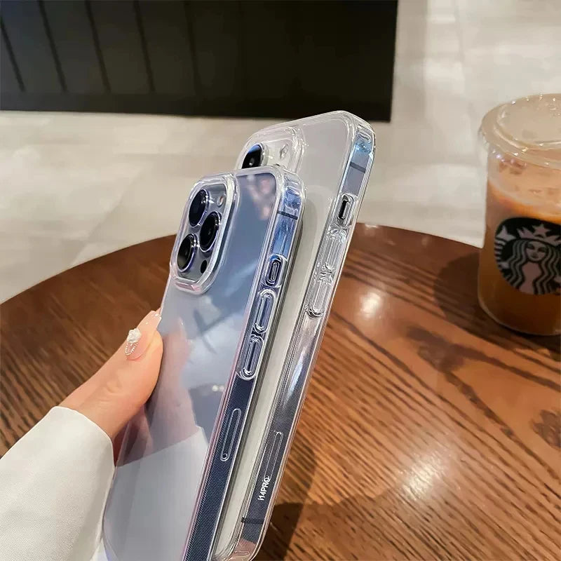 Luxury Shockproof Clear Bumper Cases For iPhone 16 15 14 13 12 11 Pro Max Plus Transparent Soft Acrylic Phone Cover Accessories
