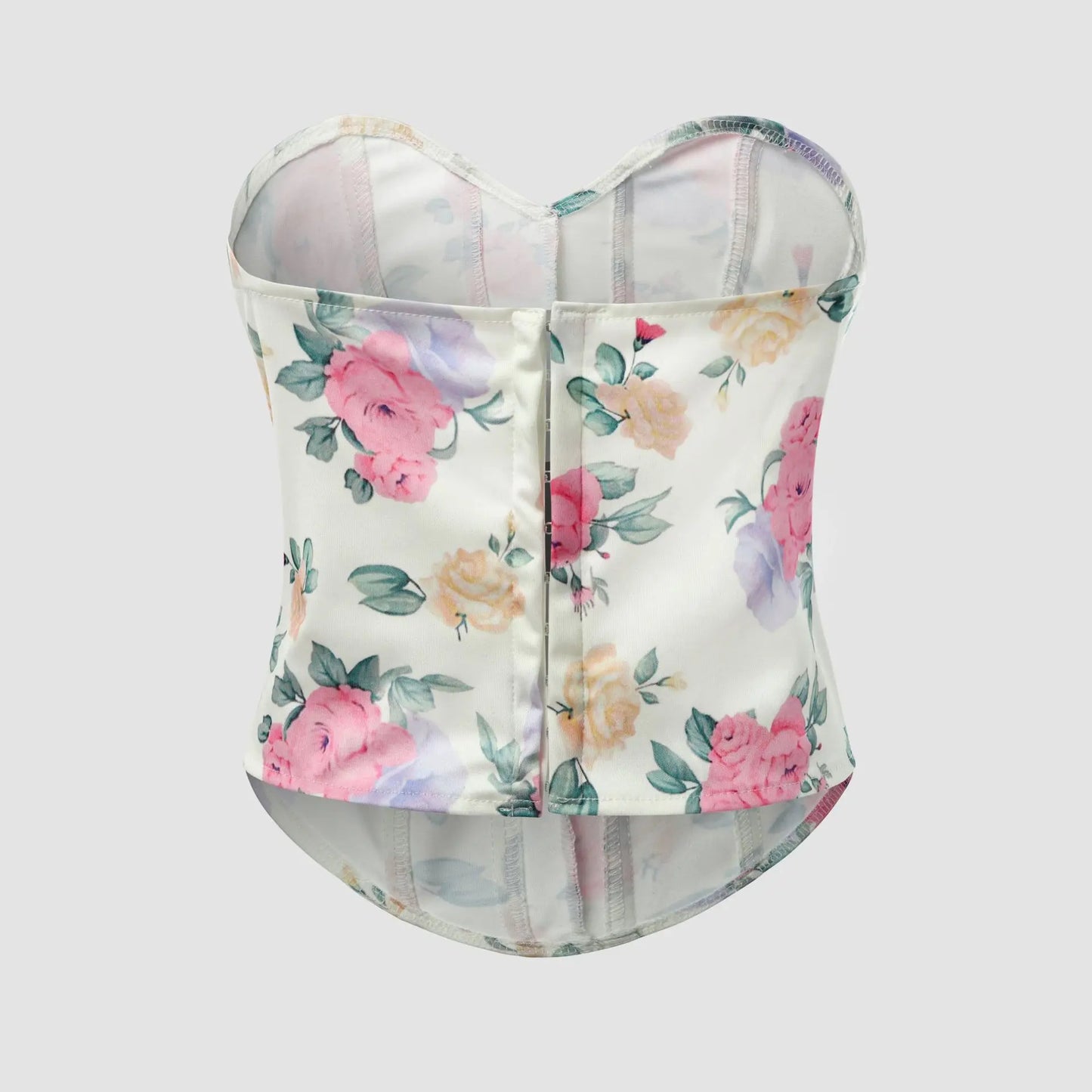 Women Floral Top Sexy Spicy Girl Tank Top Low cut Open Back Flower Wrapped Chest Diamond Fish Bone Strap Waist Vest Tank Top