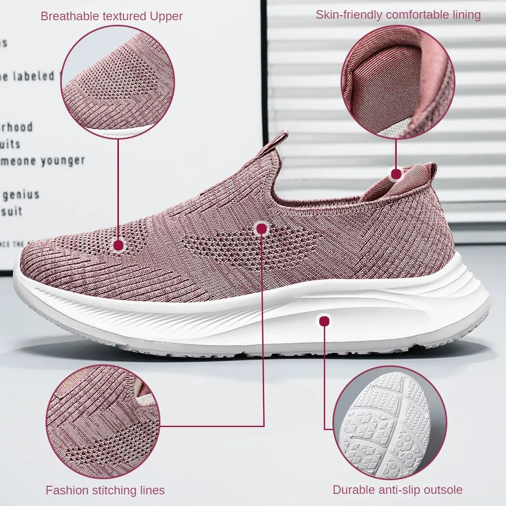 Women's Shoes 2024 Spring New Lightweight, Comfortable, and Fashionable One Step Anti slip Leisure Breathable Walking Shoes