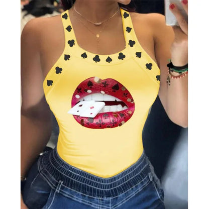 Y2K Vest Sexy Camisole Top Printed Vest 25 Colors Size 6 Spicy Girl Sexy Tight Summer U-Neck Basic Versatile Fashion Camis Tops