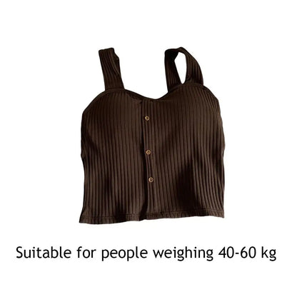 Woman's Top With Built In Bra Button Padded Bra Lady's Top Strap Vest Tank Top Summer Girls Cute Women Casual Female Camisole