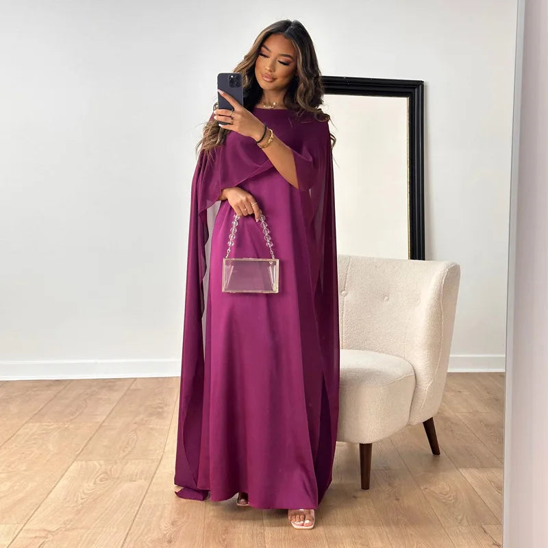 Women Dress Long Dresses Solid Round Neck Full Sleeve Casual Regular Loose Fit Elegant Splice High Waist Vestidos Simple