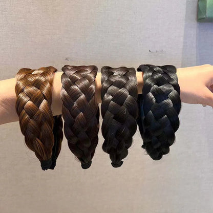 Wig Twist Headbands for Women Wide Fashion Fishbone Braids Hairbands Handmade Retro Head Hoop Styling Headwear Accessories