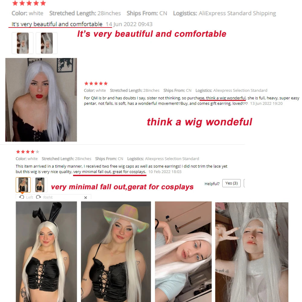 I's a wig Long Straight White Cosplay Wigs Synthetic Wigs for Women 60 613 Blonde Grey Pink Black Color for Daily Party Lolita