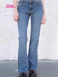 Versatile Women's Jeans Bootcut Pants 90'S Jeans Women Streetwear Hot Girl Slim Trousers Low Waist Zipper Pocket Long Pants