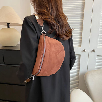 Women's Waist Bag Multi-pocket Street Fanny Pack PU Leather Chest Bag Fashion Wide Strap Crossbody Bag Retro Solid Shoulder Bags
