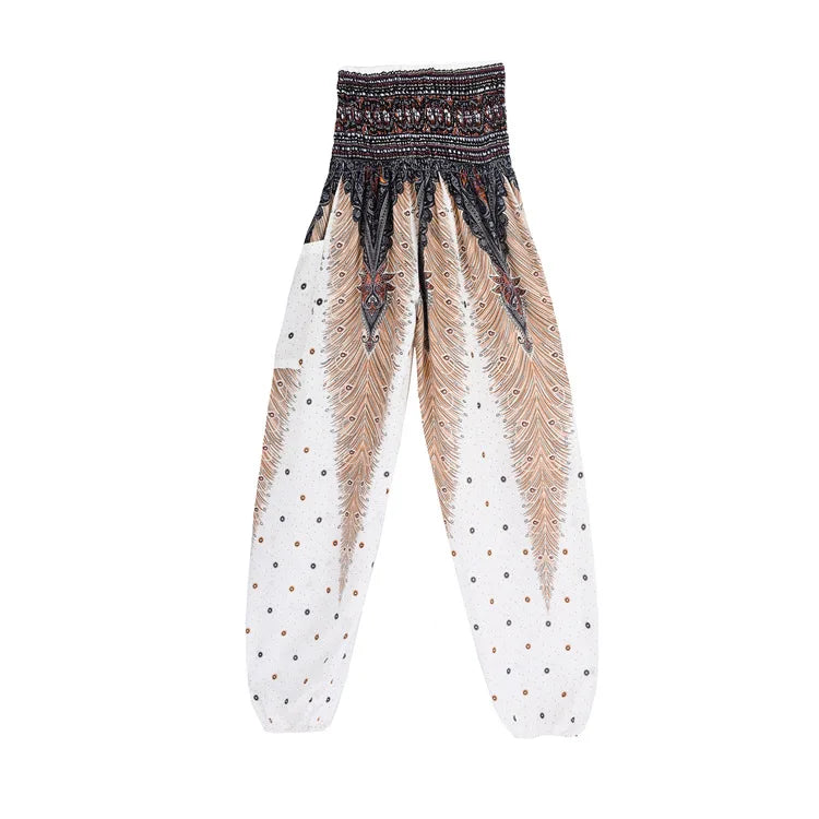 Women's Yoga Pants Printed Ethnic Style Loose Yoga Trousers Bloomers High Waist Fitness Sports Crotch Dance  Sweatpants