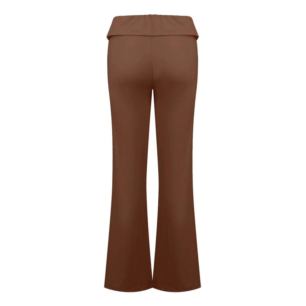Long Pants Women Fashion Trousers Solid Elastic Leggings Flare Bottoms High Waist Wide Leg Athletic Yoga Bell Pants Summer