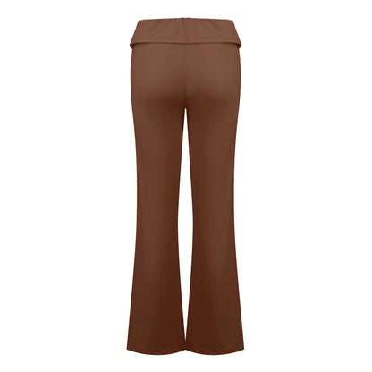Long Pants Women Fashion Trousers Solid Elastic Leggings Flare Bottoms High Waist Wide Leg Athletic Yoga Bell Pants Summer