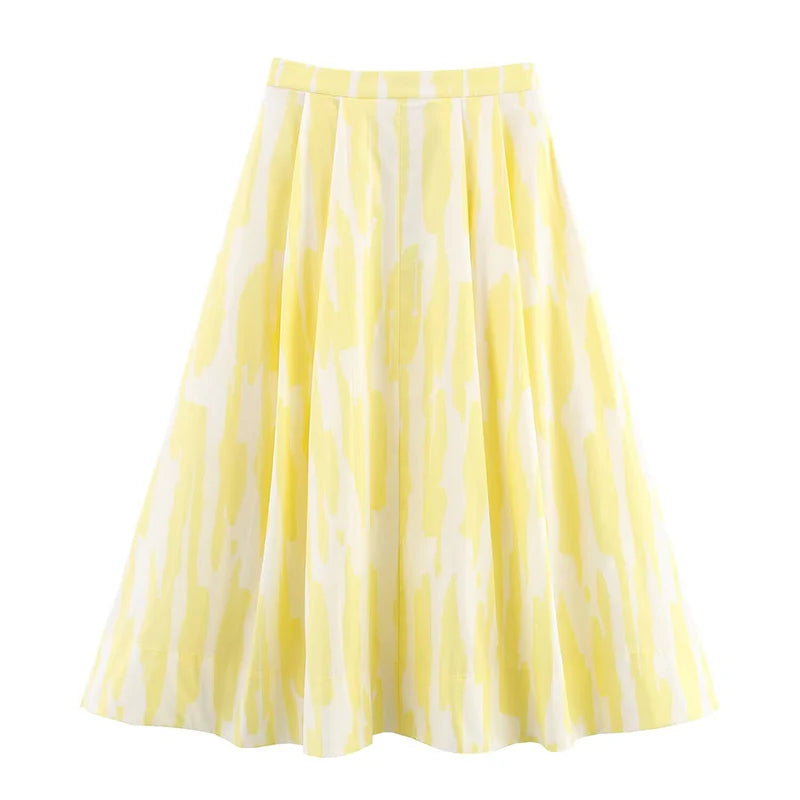 Skirts Summer Women's 2025 New Chic Print High Waist Women's Skirts Fashion Joker Street Youth Holiday Travel Skirts