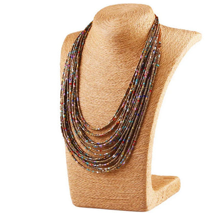 Statement Necklace for Women Collier Femme 2023 Fashion Boho Beads Multi-layer Choker Necklaces & Pendants Bijoux Collares