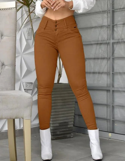 Spring Summer New Women's Clothing Trousers, White High Waist Tight Skinny Pants Casual All-Matching
