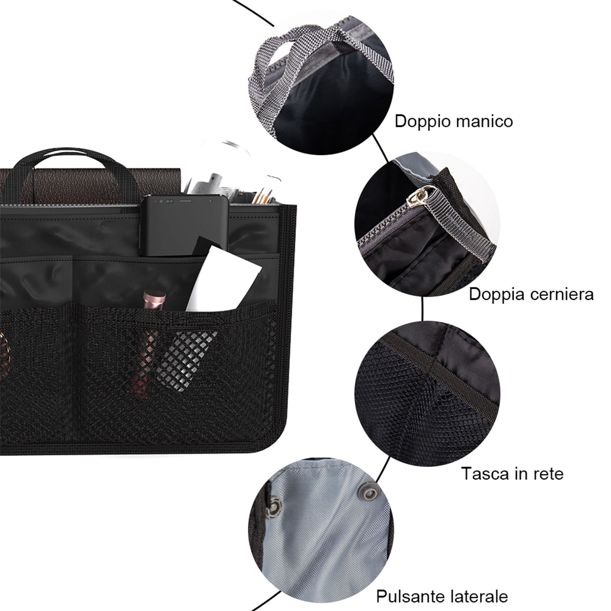 Women Make Up Cosmetic Bag Travel Handbag Nylon Large Container Make Up Case Organizer Bags Ladies Foldable Purse Clutch Bag