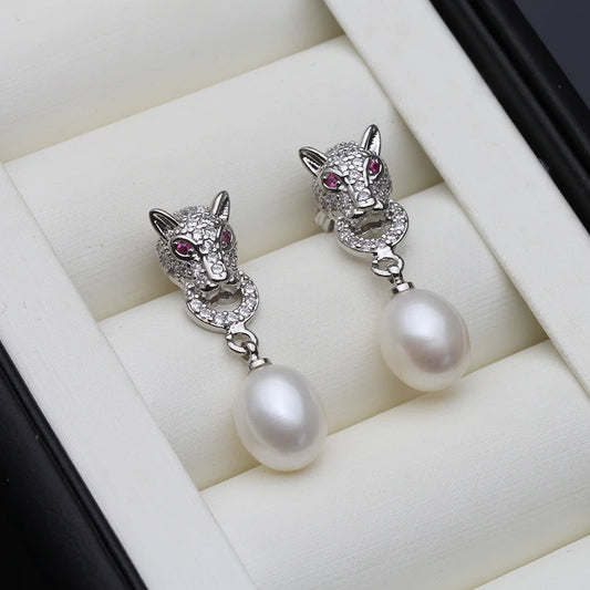 Women's Earrings Trend Hanging Real River Cultured Natural Freshwater Pearl Earring Mother Daughter Birthday Gift White Black