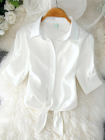 2025 New Womens Tops Fashion Women Summer Chiffon Blouse Short Sleeve Casual Shirt White Ropa Mujer Blusas Feminino