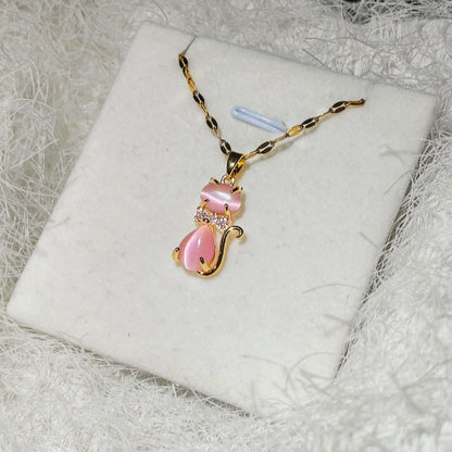 Trendy Animal Collarbone Necklaces for Women - Creative Cat Design with Stainless Steel Chain
