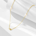 fashion jewelry 925 sterling silver necklaces natural freshwater pearl round zircon gold plated necklaces for women