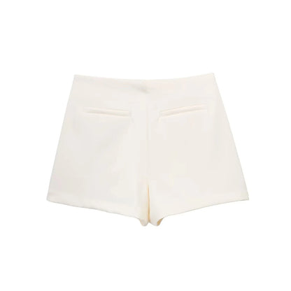 TRAF Women's Skort High Waist Brown Skirt Pants Stylish Summer Pink Black Mini Skirt Shorts Asymmetric Casual Off White Skort
