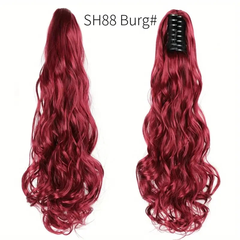 Wig female curly hair big wavy ponytail with grab clip