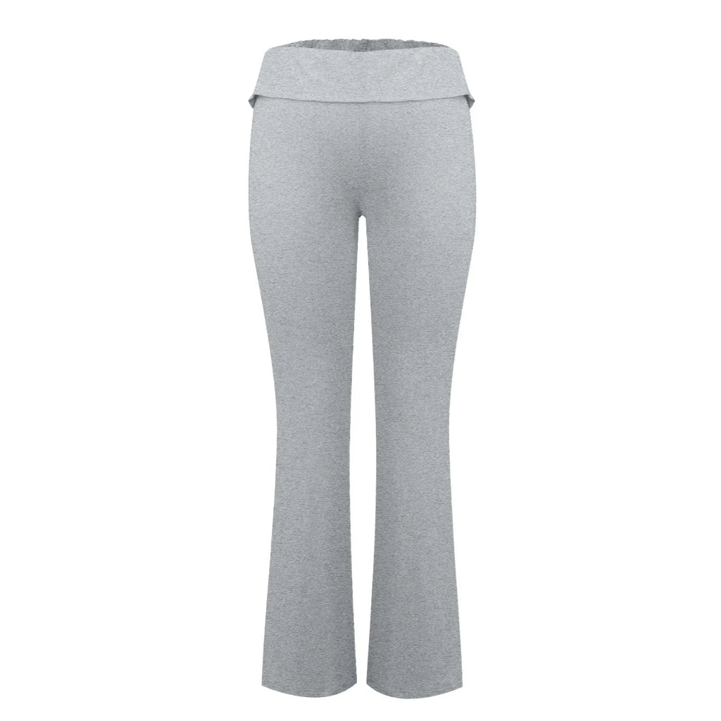 Long Pants Women Fashion Trousers Solid Elastic Leggings Flare Bottoms High Waist Wide Leg Athletic Yoga Bell Pants Summer