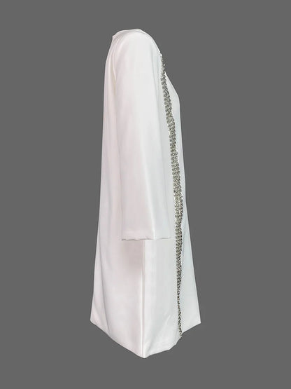 Womens Dresses Evening Dresses Fashion Casual Long Sleeves Loose Sequined Solid Color Elegant Round-neck Mini Dresses