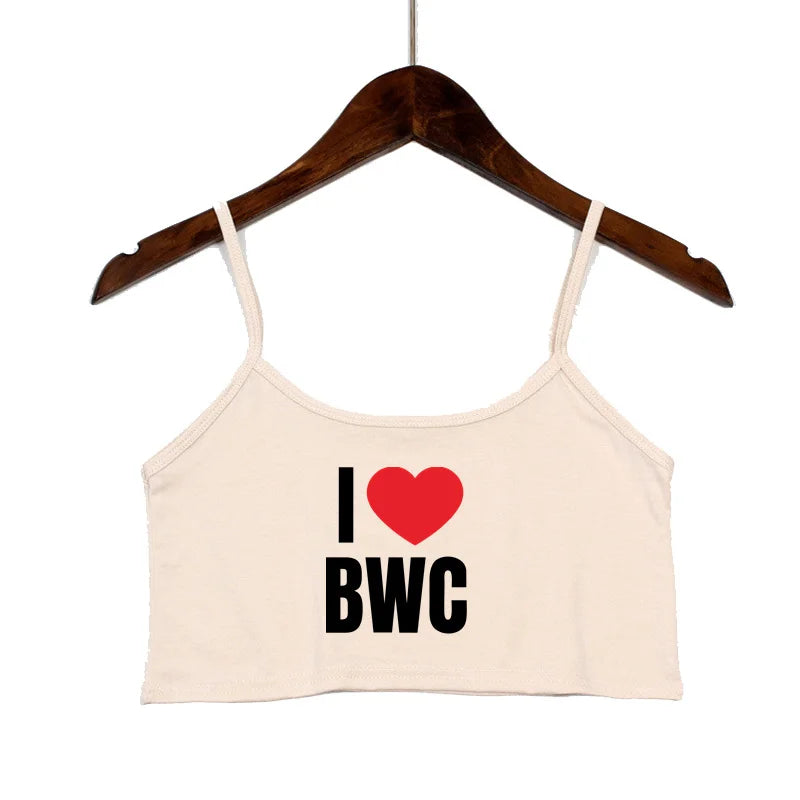 Sexy Tops for Women Hot Girls Clothes I Love BWC Black Crop Top Seamless Sleeveless Tank Tops Camis Backless Camisole White Top