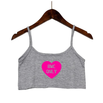 Sexy Tops for Women Hot Girls Clothes I Love BWC Black Crop Top Seamless Sleeveless Tank Tops Camis Backless Camisole White Top