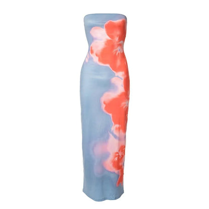 Women's Dresses Summer New Streetwear Fashion Print Casual Slim Dress Sexy Off Shoulder Elegant Female Club Party Dress Clothing