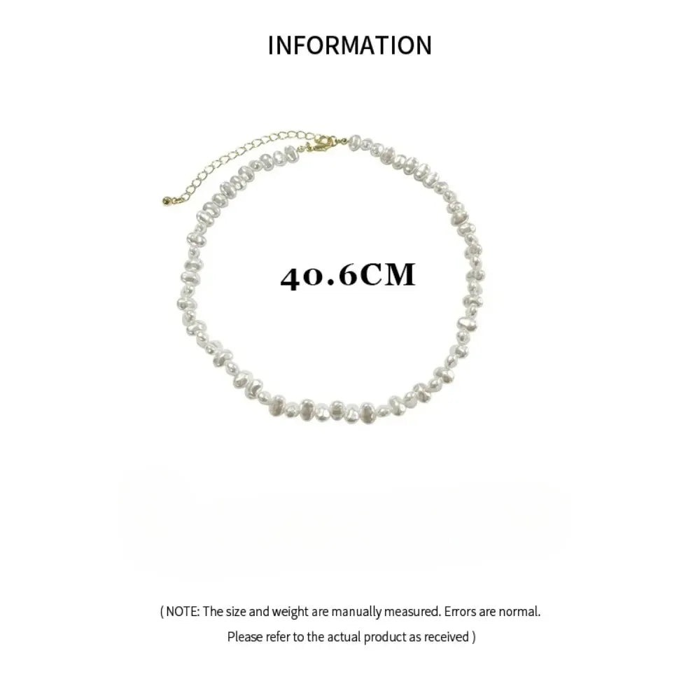 Baroque Pearl Necklace for Women Simple Fashion Collarbone Chain White Choker Necklaces Wedding Jewelry