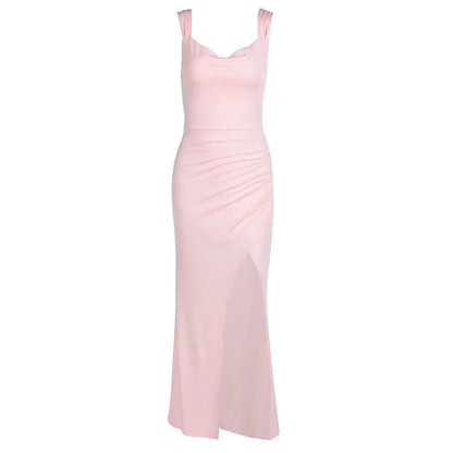 Elegant Evening Dresses Women Sexy Backless Slim Fit Summer Dress Chic Slit Dress Robes Party Club Gowns Women Clothing